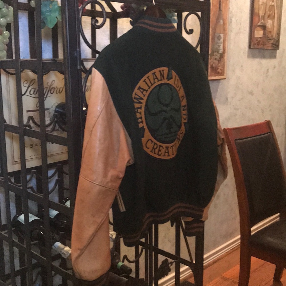 VINTAGE HAWAIIAN ISLAND CREATIONS LETTERMAN JACKET - Picture 4 of 8